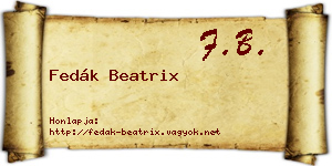 Fedák Beatrix névjegykártya